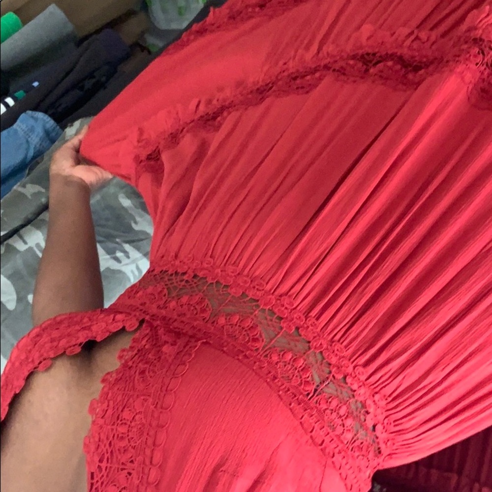 Forever 21 red maxi crochet dress